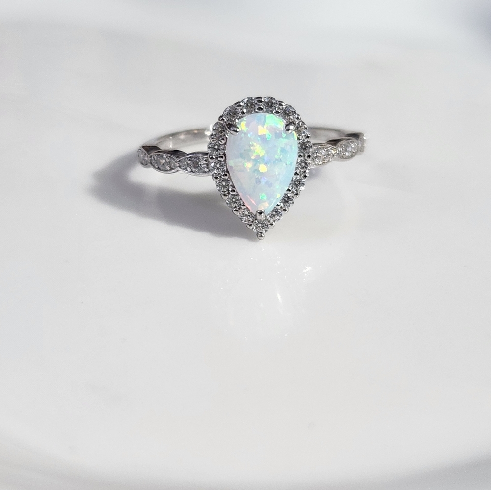 Sterling Silver Lab Opal Ring